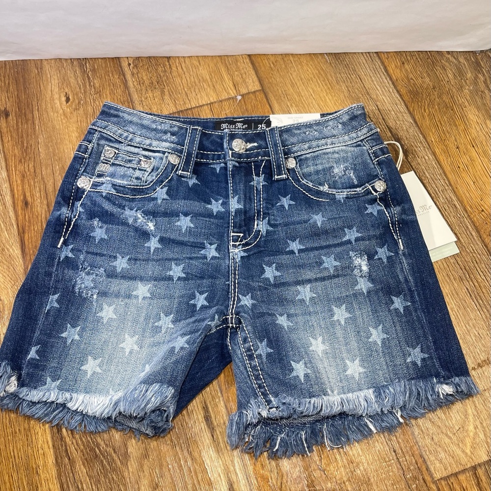 Miss Me Women's Size 25 Demim‎ Jean Shorts VTG Star Print New With Tags NWT $99